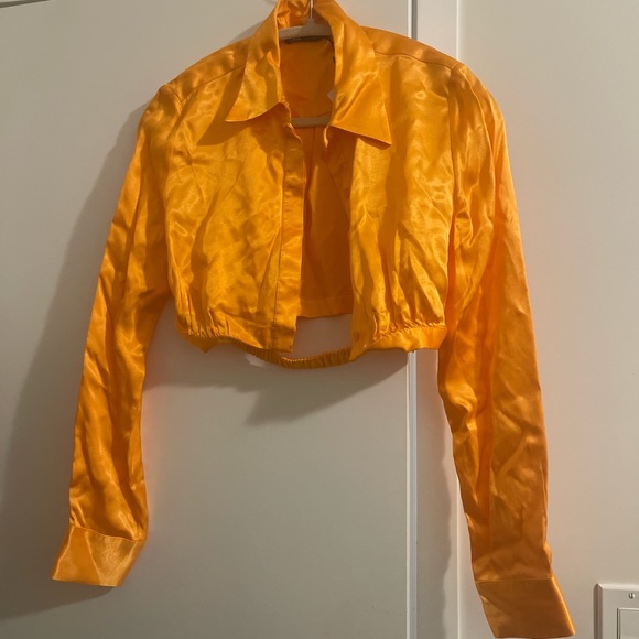 Zara long sleeve satin orange top - Picture 2 of 5